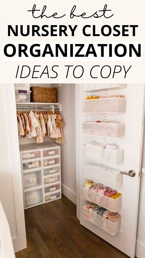 Tackle nursery organization effortlessly with our Nursery Closet Organization Ideas! Explore simple DIY solutions for small spaces, ensuring your baby's closet is both efficient and charming. From hanging clothes with ease to maximizing storage, our ideas will transform your nursery closet into an organized oasis. Diy Nursery Wardrobe, Toddler Closet Organization Ideas, Small Closet Baby Organization, Nursery Small Closet Organization, Small Closet Nursery Organization, Nursery Ideas For Small Spaces, Nursery Wardrobe Organisation, Simple Small Nursery Ideas, Nursery Storage Organization