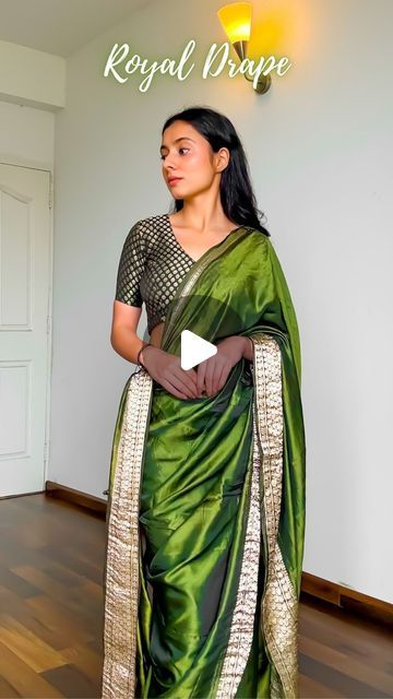 Tussar Silk Saree Blouses Designs, Full Coverage Saree, Unique Saree Draping Style, How To Look Good In Saree, Chiffon Saree Draping Styles, Tissue Saree Draping Style, Single Pallu Saree Draping, Silk Saree Styling Ideas, Silk Dupatta Draping Styles