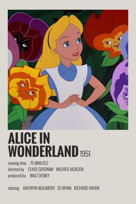 Alice In Wonderland Poster, Disney Movie Posters, Alice In Wonderland 1951, Animation Disney, Iconic Movie Posters, Movie Card, Film Posters Minimalist, Film Anime, Film Poster Design