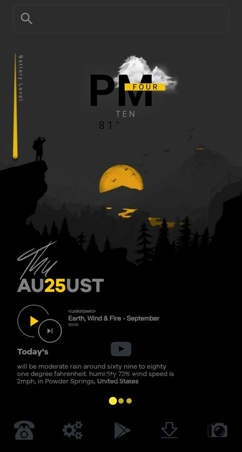 A depiction of a fire watcher as they monitor the forest for signs of smoke and flames Kwgt Widgets Design, Nova Launcher Setup, Phone Setup, Nova Launcher, Gym Art, Widget Design, Moon Rising, Diy Mobile, Moon Rise