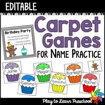 These Editable Names CARPET GAMES for CIRCLE TIME are a quick and fun way for preschoolers to practice name recognition.*** Includes 12 hide & find carpet games! The EDITABLE NAMES carpet games will save you TONS of TIME! Just enter your class list once, then print 12 fun, interactive poems that... Name Games For Prek, Preschool Name Activities Circle Time, Circle Art Activities For Preschool, Preschool Morning Meeting Activities, Interactive Activities For Preschoolers, Name Games For Preschoolers, Preschool Carpet Games, Name Songs Preschool Circle Time, Carpet Games For Preschool