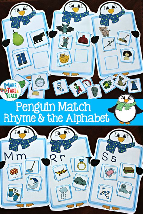 Penguin Match Kindergarten Arctic Animals, January Centers, Penguin Activities, Michigan Winter, Winter Reading, Penguin Theme, Winter Unit, Preschool Winter, Winter Activities Preschool