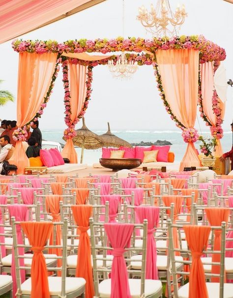 peach wedding mandap Wedding Ceremony Outline, Ceremony Outline, Wedding Themes Outdoor, Mandap Design, Wedding Ceremony Unity, Wedding Setup, Wedding Ceremony Ideas, Mandap Decor, Marriage Decoration