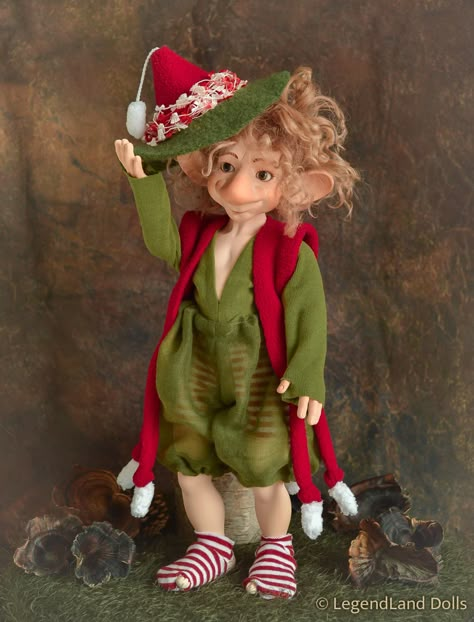 Christmas Elf doll, art doll, posable doll, handmade doll, porcelain doll, elf sculpture, collectible doll #art #doll #dolls #gnome #elf #handmade #sculpture #posable #fantasy #goblin #christmas #decor #elves Elf Sculpture, Posable Elf, Elf Christmas Decorations, Christmas Elf Doll, Dolls Porcelain, Antique Porcelain Dolls, Christmas Cake Designs, Handmade Sculpture, Christmas Elves