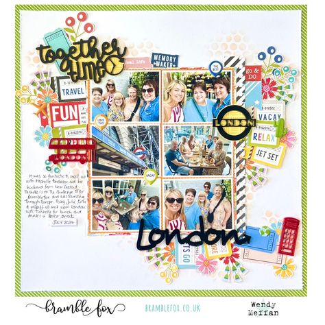 Out in London Scrapbook Layout - Wendy Meffan London Scrapbook, Fox Cut, Multi Photo Layouts, Beach Scrapbook Layouts, Vicki Boutin, Scrapbook Pictures, Project Life Layouts, Vacation Scrapbook, City Scape