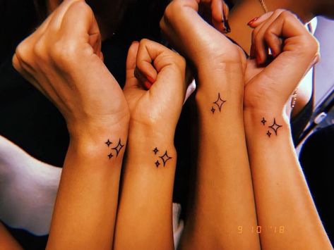 Sparkle Matching Tattoo, Cute Sparkle Tattoos, Star Emoji Tattoo, Matching Sparkle Tattoo, Sparkle Emoji Tattoo, Small Vegas Tattoo, Small Sparkle Tattoo, Sparkle Star Tattoo, Sparkling Tattoo