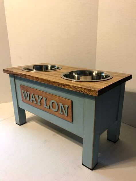 Diy Dog Food Station, Dog Dish Stand, Cat Food Station, Dog Food Stands, Dog Food Station, Dog Food Storage Containers, Diy Dog Food, Puppy Obedience Training, Basic Dog Training