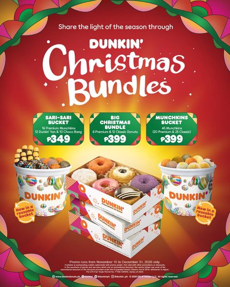 Dunkin' Christmas Bundles Promo for 2020 - Proud Kuripot Christmas Promo Poster, Dunkin Christmas, Christmas Veggie Tray, Donut Printable, Christmas Promo, Christmas Cheese, Diy Food Gifts, Vaporwave Wallpaper, Best Christmas Recipes