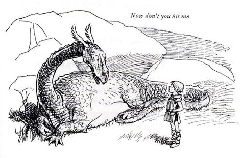 The Reluctant Dragon;shepard Eh Shepherd, Ernest Shepard, The Reluctant Dragon, Reluctant Dragon, Eh Shepard, Fountain Pen Drawing, Mythical Beasts, Mythical Dragons, Drawing Now