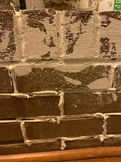 German Smear Fireplace Diy, Diy German Smear Brick Fireplace, Mortar Washed Brick Fireplace, Fireplace Limewash, German Smear Fireplace, Diy German Smear, Brick Finishes, Smear Fireplace, German Smear Brick