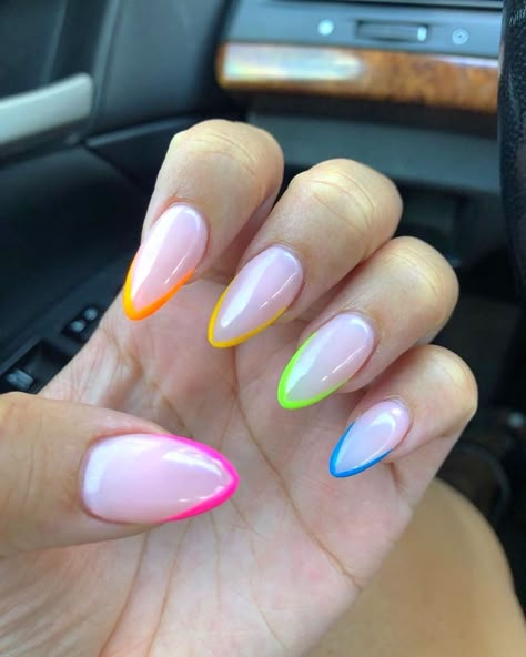 👑Crown The Nails By Nancy💅🏽 on Instagram: “🌈 🌈 #funnails #prettynails #dopenails #clientselfie #nails #almondnails #gelpolish #nailstagram #nailpro #acrylicnails #colors #nails…” Colors Nails, Bright Nails, Nail Swag, Rainbow Nails, Fabulous Nails, Dream Nails, Dope Nails, Best Acrylic Nails, Cute Acrylic Nails