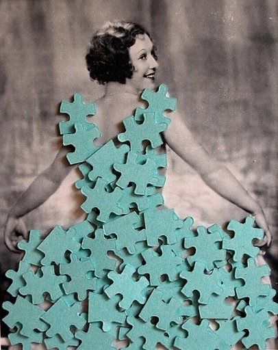 Puzzle Piece Crafts, Kunstjournal Inspiration, Puzzle Crafts, Mixed Media Photography, Foto Tips, Puzzle Art, Pics Art, Tiffany Blue, Art Journals