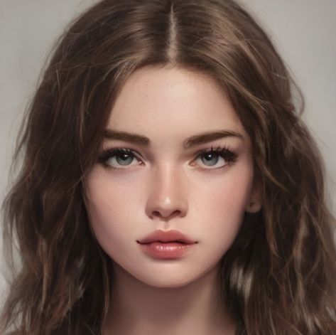 Artbreeder Girl, Brown Hair Green Eyes, Fantasy Story Ideas, Character Inspiration Girl, Art Breeder, Girl With Brown Hair, Portrait Girl, Young And Beautiful, Digital Art Girl