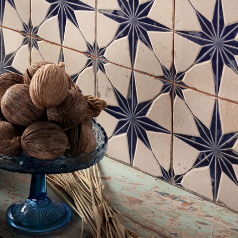 Introducing: Hydra Embossed This ceramic beauty from our Hydra collection showcases a unique star pattern that exudes a charming antique look. The blue and white contrasting colours make these ceramic tiles ideal for adding a touch of vintage charm to any space in your home. Also available in white, sage green and black. 🔗 Tap the link in our bio to shop tiles. #tiles #tilestyle #gotiles #tiletrends #homeupgrade #homestyle #tileinspo #homeinspo #homeinspiration #patternedtiles #interiordes... Star Tiles, Blue Kitchen Tiles, Star Tile, Patterned Tile, Rectangle Tiles, Victorian Tiles, Pattern Tile, Hallway Designs, Pink Tiles