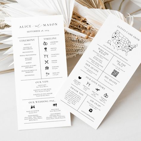 StudioNellcoteDIY - Etsy Fun Wedding Programs, Program Wedding, Wedding Infographic, Order Of Events, Wedding Schedule, Wedding Ceremony Programs, Future Mrs, Ceremony Programs, Program Ideas