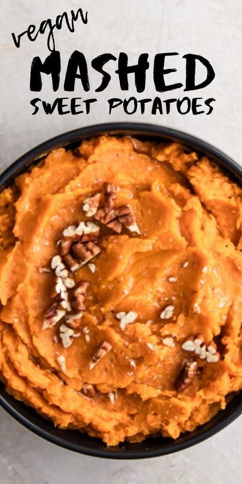 This delicious vegan mashed sweet potatoes recipe is one of my favorite holiday side dishes! Made with only a few ingredients, it's cooked on the stovetop and ready in less than 30 minutes. This recipe is vegan, vegetarian, and refined sugar-free. | realandvibrant.com #realandvibrant #mashedsweetpotatoes #sweetpotatoes #thanksgiving #sidedish Vegan Mashed Sweet Potatoes, Mashed Sweet Potatoes Recipe, Sweet Potato Recipes Mashed, Steamed Sweet Potato, Sweet Potatoes Recipe, Gluten Free Sweet Potato, Paleo Side Dishes, Gluten Free Sides Dishes, Thanksgiving Recipes Side Dishes