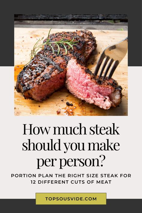 Portion plan the right size steak for a dozen of the most common cuts. You’ll also learn about other factors that should shape your decision, like cooking method, thickness, and the size of your party. Sous Vide Steak, Best Steak, Cut Top, Cooking Method, Steak, How To Plan