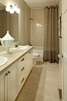 Color for upstairs? Small Bathroom Neutral, Neutral Bathroom Paint, Neutral Bathroom Paint Colors, Neutral Bathroom Colors, Neutral Bathrooms Designs, Bathroom Neutral, Neutral Bathrooms, Bathroom Update Ideas, Wallpaper In Bathroom