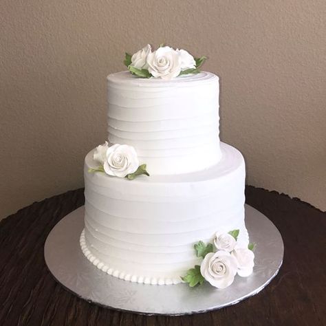 Wedding Cake Two Tier, Wedding Cake Slice, Wedding Cake Icing, 2 Tier Wedding Cake, Textured Cake, Buttercream Wedding Cakes, Wedding Cake Simple Elegant, 2 Tier Wedding Cakes, Tiered Cakes Birthday