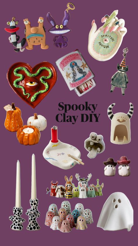 Some inspo and ideas for fun, spooky clay projects Ideas For Fun, Spiritual Advisor, Clay Ideas, Diy Clay, Clay Projects