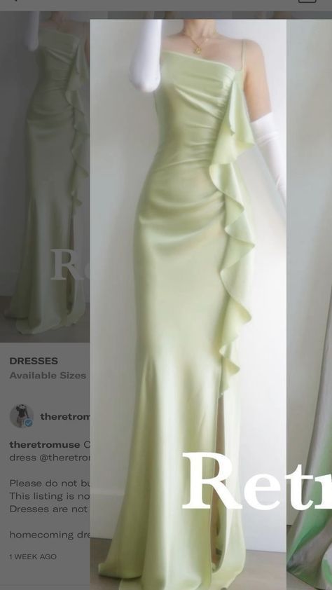 Elegant Dresses Classy Green, Formal Mermaid Dresses, Pastel Green Outfit Aesthetic, Gowns Dresses Elegant Classy Glamour, Green Dress Aesthetic, Pastel Prom Dress, Pastel Green Dress, Sketches Design, Light Green Dress