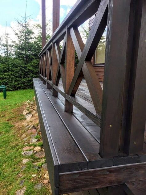 Terrace Fence, Railings Design For Terrace, Wooden Balcony Railing Design Outdoor, Rustic Balcony Railing, Wooden Terrace Fence, Terrace Metal Railings, Big Balcony Ideas, Terraced House Front Garden, Terrace House Exterior