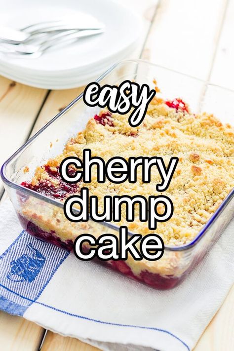 Cherry Pie Filling Recipes Desserts, Cherry Pie Filling Recipes Easy, Easy Cherry Dump Cake, Cake Mix Recipes Homemade, Cherry Pie Filling Recipes, Cherry Dump Cake Recipe, Yellow Cake Mix Recipes, Cherry Recipes Dessert, Cherry Dump Cake