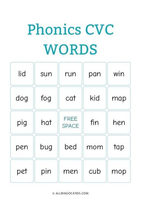 Download or create your own printable phonics cvc words bingo cards. Use this bingo card generator to create custom bingo cards and games. #phonics #cvc #cvcwords #bingo Cvc Bingo Free Printable, Cvc Bingo, Phonics Bingo, Phonics Cvc Words, Cvc Word Games, Custom Bingo Cards, Bingo Card Generator, Phonics Cvc, Phonics Flashcards