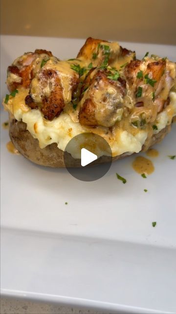 Chef Don Smith on Instagram: "Twice Baked Potato W/ Garlic Salmon Bites. I really enjoyed making this one! Make sure to like & Save this one for Later! #reels #reelsinstagram #salmon #salmonrecipe #salmonbites #twicebakedpotatoes #potato #garlicsauce #potato #comfortfood #foodreel #foodreels" Salmon And Baked Potato, Salmon Loaded Baked Potato, Salmon Baked Potato, Loaded Baked Potato Recipes, Garlic Salmon Bites, Double Baked Potatoes, Salmon Baked, Twice Baked Potato, Salmon Bites