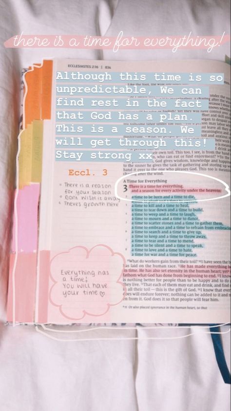 Ecclesiastes Bible Notes, Ecclesiastes Bible Study, Ecclesiastes Study, Ecclesiastes Bible Journaling, Devotional Journal Ideas, Open Bible, Bible Things, Ecclesiastes 3, Bible Journaling Ideas Drawings