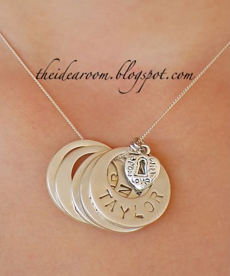 love this, Jen you need to make me one:)@jennifer streac Washer Jewelry, Idea Room, Steel Stamp, Diy Jewlery, Mothers Necklace, Stamped Jewelry, Diy Schmuck, Jewelry Projects, Metal Stamping