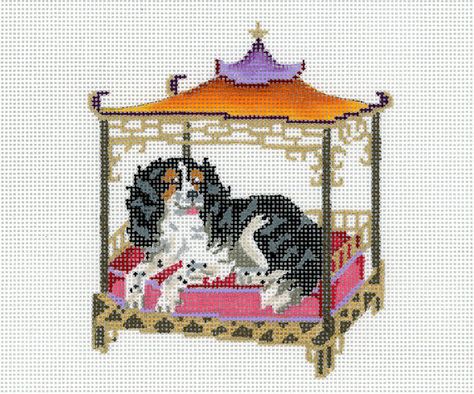 Needlepoint Monogram, Miniature Needlepoint, Staffordshire Pottery, Needlepoint Ideas, King Charles Dog, Miniature Embroidery, Staffordshire Dog, Needlepoint Designs, Dog Canvas