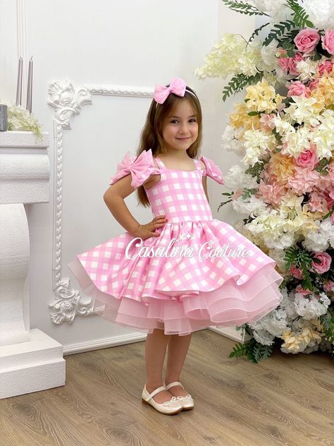 Barbi Dress - CASALINA COUTURE Barbie Birthday Dress, Barbie Doll Dress, Kids Pageant Dresses, Dress Barbie Doll, Baby Dress Patterns, Fashion Sewing Tutorials, Barbie Birthday, Baby Frocks Designs, Barbie Party