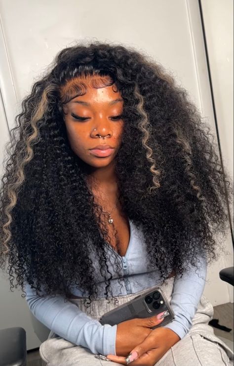 Free Side Part Curly Wig, Poofy Wig Hairstyles, No Part Curly Wig Black Women, Side Part Curly Lace Front Wig, Curly Wig Birthday Hairstyles, Messy Edges On Wig, No Part Side Part Curly Wig, Curly Wig Flip Over, Side Part Curly Hair Wig