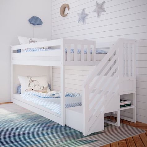 11 Low Bunk Beds We Love 2023 | Apartment Therapy Muebles Shabby Chic, Low Bunk Beds, Bottom Bunk, Bunk Beds With Stairs, Slatted Headboard, Top Beds, Twin Mattress Size, Dekorasi Kamar Tidur, Twin Bunk Beds