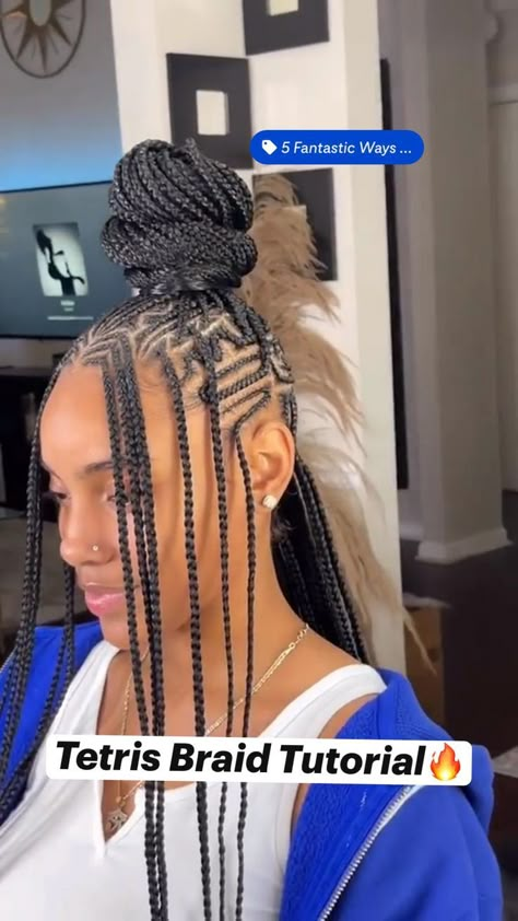 Pin on Protective Styles| Locs, Braids & Twists Tetris Braids, Voice Of Hair, Braided Hairstyles For Black Women Cornrows, Big Box Braids Hairstyles, Feed In Braids Hairstyles, African Hair Braiding Styles, Box Braids Hairstyles For Black Women, Braided Cornrow Hairstyles, Braids Hairstyles Pictures