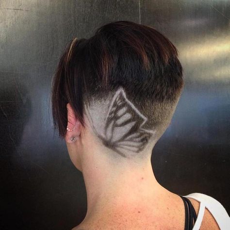 Shaved Butterfly Design For Short Hair Hair Tattoo Designs, Undercut Hair Designs, Undercut Long Hair, Undercut Designs, Shaved Hair Designs, Hair Tattoo, Haircut Designs, Hair Tattoos, Edgy Hair