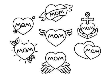 Mom Tattoo Illustration Heart Tattoo Outline, Mom Illustration, Tattoo Mom, Mom Heart Tattoo, Simple Heart Tattoos, Mom Tattoo Designs, Mom Tattoo, Heart Clipart, Handpoke Tattoo