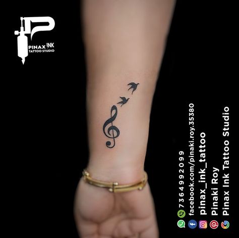 Music Bird Tattoos, Music Sign Tattoo, Cooch Behar, Music Bird, Little Bird Tattoos, Karma Tattoo, Music Notes Tattoo, Note Tattoo, Music Signs