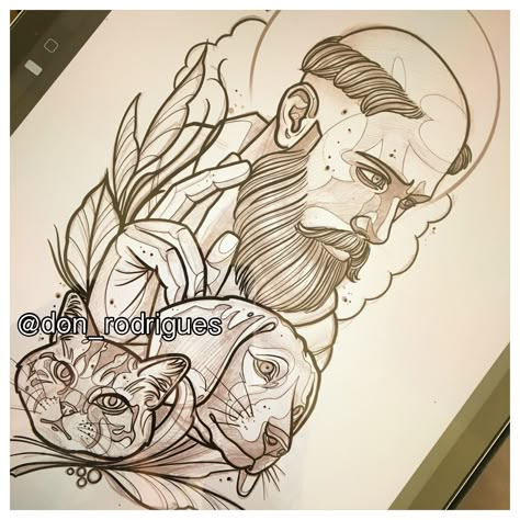 Saint Drawing, Tattoo Real, Sao Francisco, Desenho Tattoo, St Francis, Tattoos And Piercings, I Tattoo, Animals And Pets, Henna