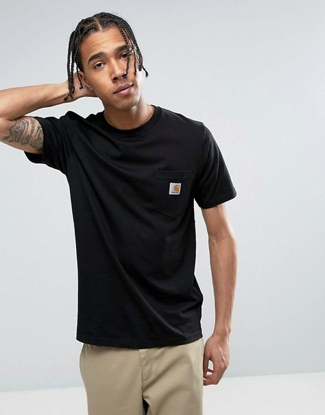 Carhartt WIP | Carhartt WIP Pocket T-Shirt In Regular Fit Carhartt Pocket Tee Outfit, Pocket Tee Outfit, Carhartt Tshirt, Carhartt Pocket Tee, Carhartt Men, Carhartt T Shirt, Trendy Outerwear, Carhartt Jacket, Carhartt Workwear