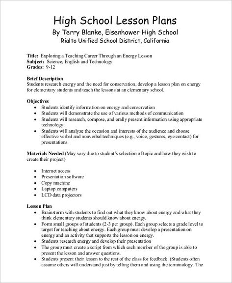 High School Lesson Plan Template Beautiful Sample Lesson Plan 9 Examples In Word Pdf Elementary School Lesson Plans, High School English Lesson Plans, High School English Lessons, Lesson Plan Sample, High School Art Lesson Plans, Lesson Plan Template Free, High School Lesson Plans, English Lesson Plans, High School Art Lessons