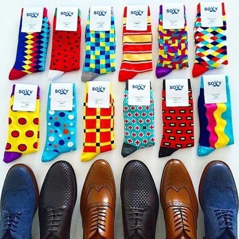 Killer men's socks from Soxy. Great dress shoes too!!! Socks Inspiration, Sock Display, Man Socks, Shoes And Socks, Socks Style, Color Socks, Men's Dress Shoes, Stance Socks, Funky Socks