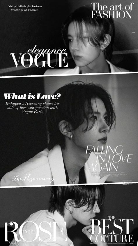 Heeseung shuffle remixed!!!! I am in love with this black-and-white theme🤭 #enhypen #enhypenheeseung #magazine #magazinecover #vogue #voguecover #voguemagazine #vogueparis #blackandwhite #blackandwhiteaesthetic Heeseung Magazine, Heeseung Poster, Im Falling In Love, Black And White Theme, Wallpaper Magazine, Vogue Covers, I Am In Love, Black And White Posters, Black And White Aesthetic