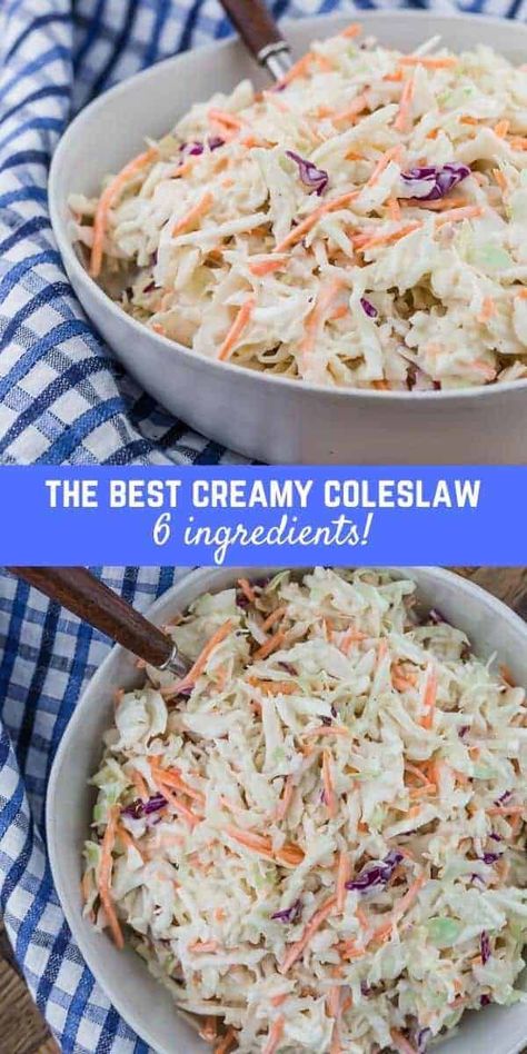 This classic creamy coleslaw recipe will become a family favorite. It's easy to prepare, stores well in the refrigerator, and is perfect for picnics and barbecues. Creamy Coleslaw Recipe, Creamy Coleslaw Dressing, Mix Vegetable Recipe, Best Coleslaw Recipe, Easy Coleslaw, Coleslaw Recipe Easy, Coleslaw Salad, Coleslaw Dressing, Homemade Coleslaw