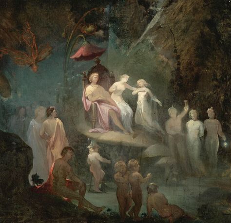 The Fairy Court by Robert Huskisson (1820 - 1861) Fairy Court, Fairy Paintings, Moonlight Painting, Fairy Queen, Magical Art, Old Paintings, Arte Fantasy, The Fairy, Woodland Creatures