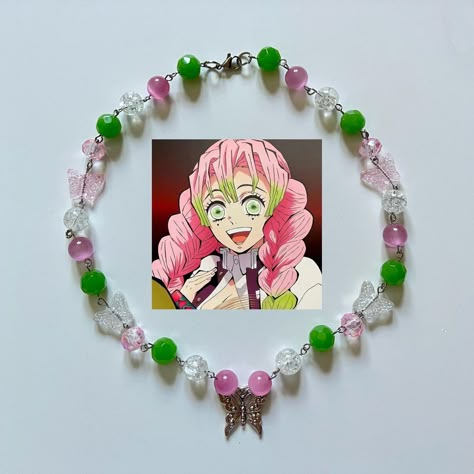 #anime Anime Jewelry Aesthetic, Anime Jwellary, Anime Inspired Beaded Jewelry, Beaded Anime Jewelry, Diy Anime Jewelry, Anime Inspired Earrings, Anime Jewelry Accessories, Anime Inspired Bracelet, Mitsuri Bracelet