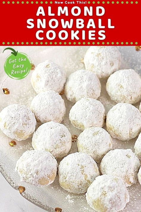 These quick and easy almond snowball cookies - buttery shortbread cookies filled with chopped almonds and rolled in powdered sugar - are made by hand and ready to enjoy in just under an hour. They're melt-in-your-mouth delicious and are perfect for the winter and holiday season. Get the recipe and be sure to add them to your Christmas cookie list! Pecan Cookies Easy, Pecan Cookies Recipes, Almond Snowball Cookies, Cookies With Powdered Sugar, Classic Snowball Cookies, Powdered Sugar Cookies, Cookie Decorating Ideas, Pecan Snowballs, Pecan Snowball Cookies