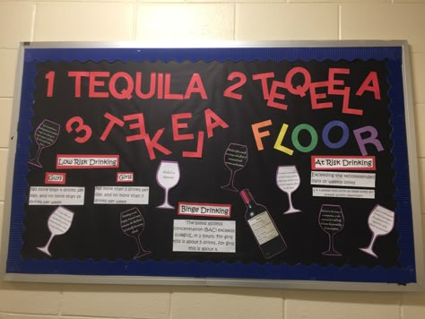 RA alcohol awareness bulletin board for res life Dorm Programs Res Life, Alcohol Ra Board, Ra Alcohol Bulletin Boards, Ra Duty Board Ideas, Passive Ra Programs, Ra Information Bulletin Board, Alcohol Awareness Bulletin Board, Funny Ra Bulletin Boards, January Ra Bulletin Boards