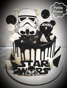 Star Wars Cake Stormtrooper, Stormtrooper Cake, Storm Trooper Cake, Star Wars Birthday Cake, 7th Birthday Cakes, Big Cake, 6th Birthday Cakes, Star Wars Cake, Star Wars Birthday Party